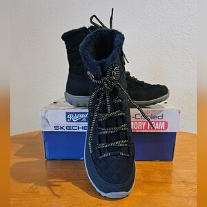 Worn Once - Near New! SKECHERS - Blue Lace-up Snow Booties - Size 7
